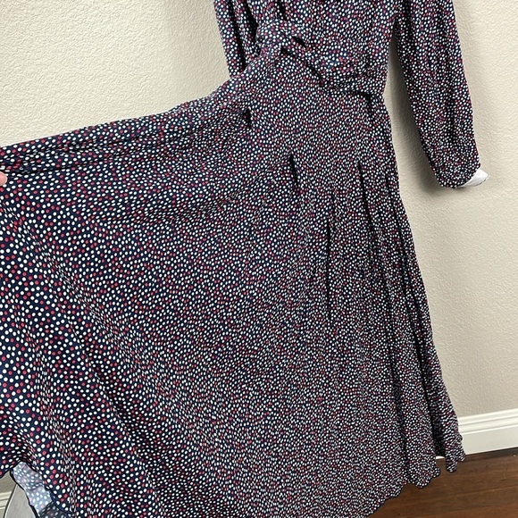 NWT GUL HURGEL Woven Maxi Dress Prairie Long Sleeve Polka Dot Blue Red White M - Picture 15 of 15
